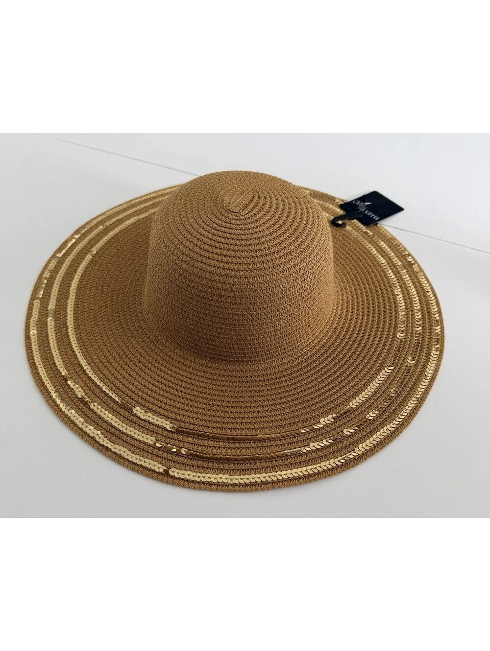 Ellen Tracy Gold Combo Beach Hat